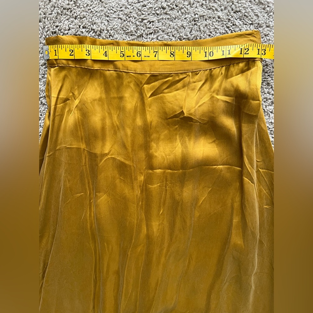 Amour Vert Gold Blaze Midi Skirt Yellow Cupro Silk- SUPER CUTE! - Picture 5 of 14